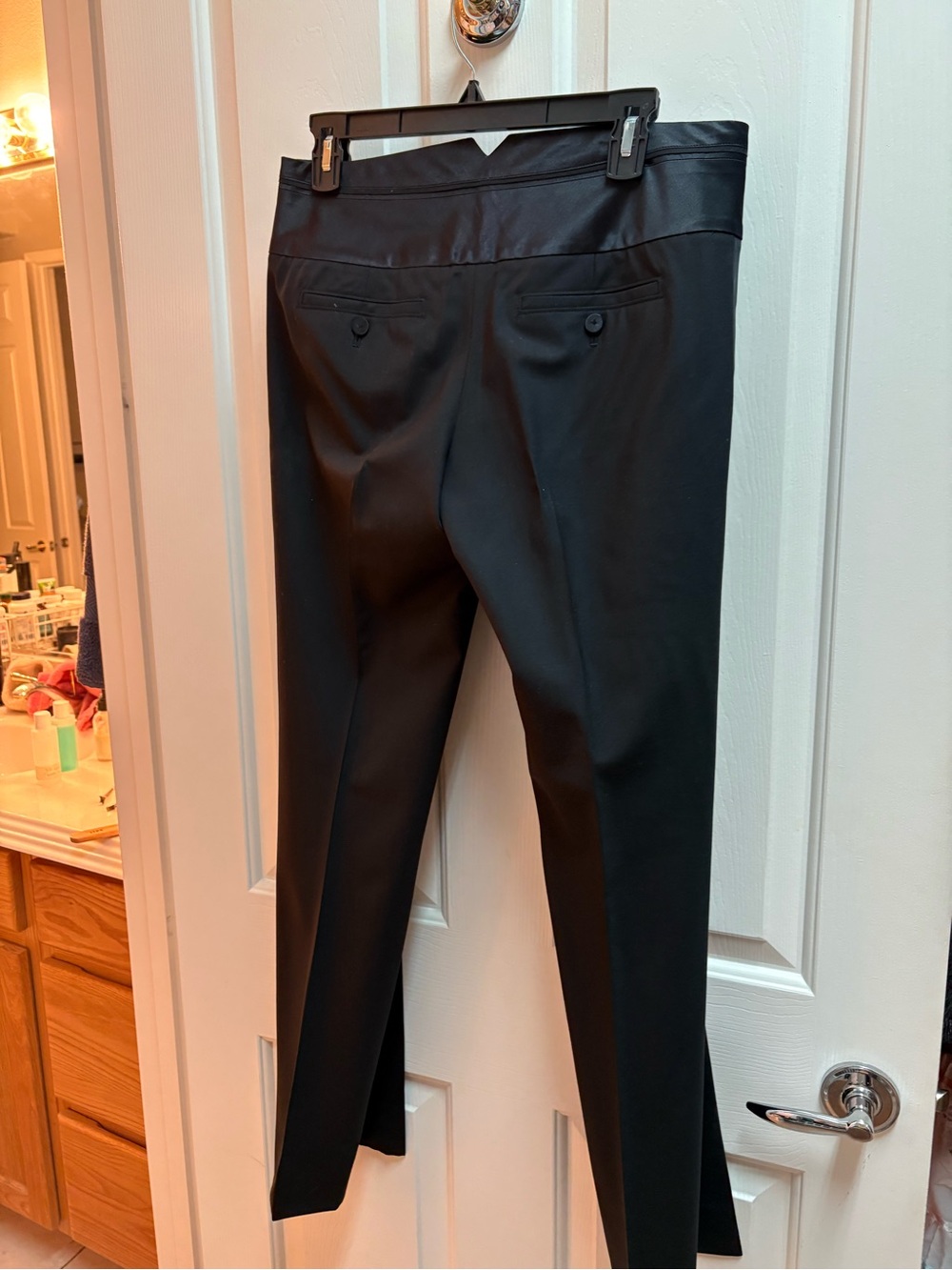 Laundry by Design Tuxedo style dressy black Trim Straight-Leg Pant - Picture 3 of 6